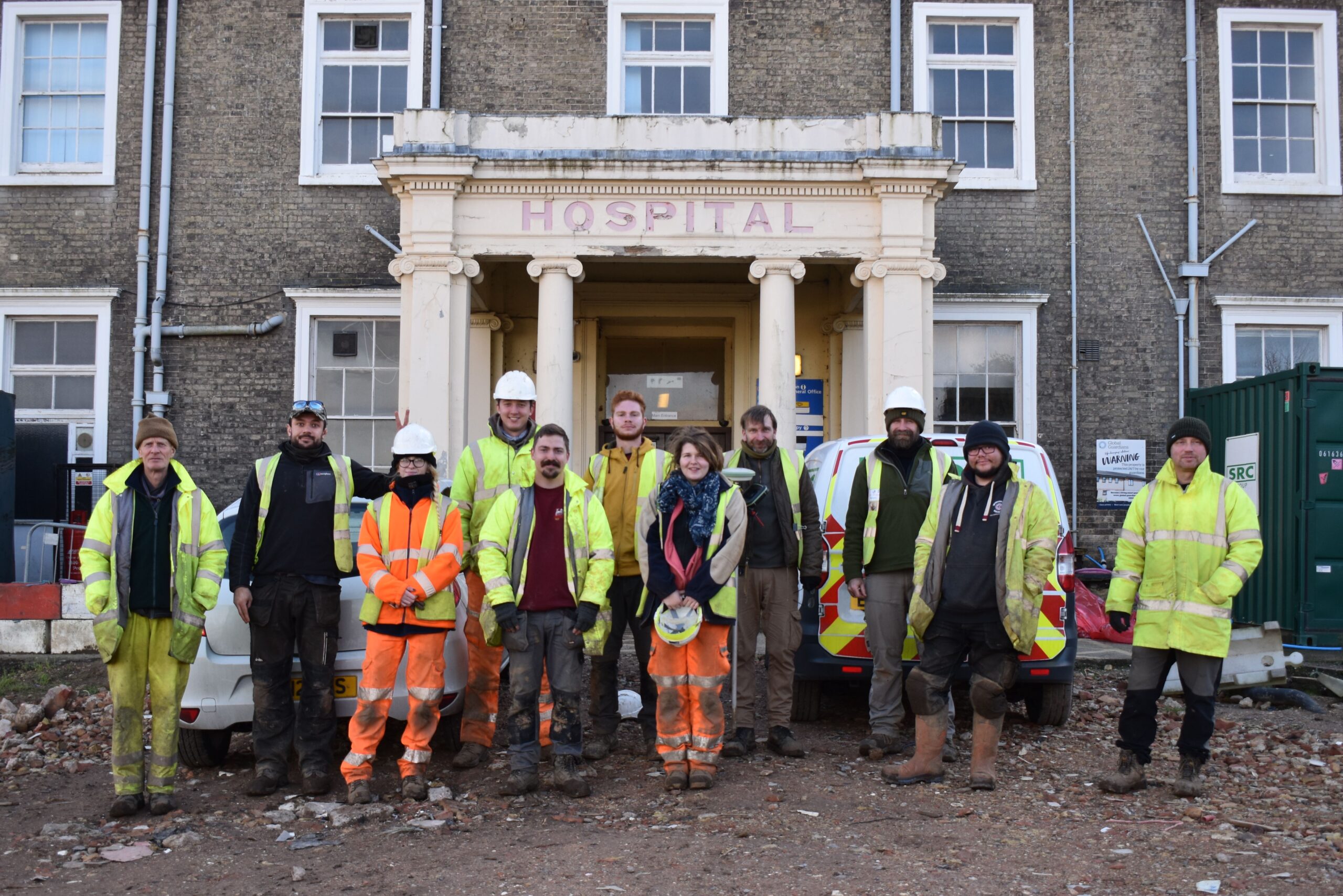 Archaeologists outside ECH