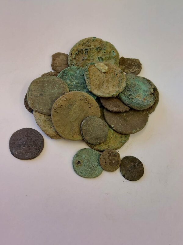 Pile of metal detected coins