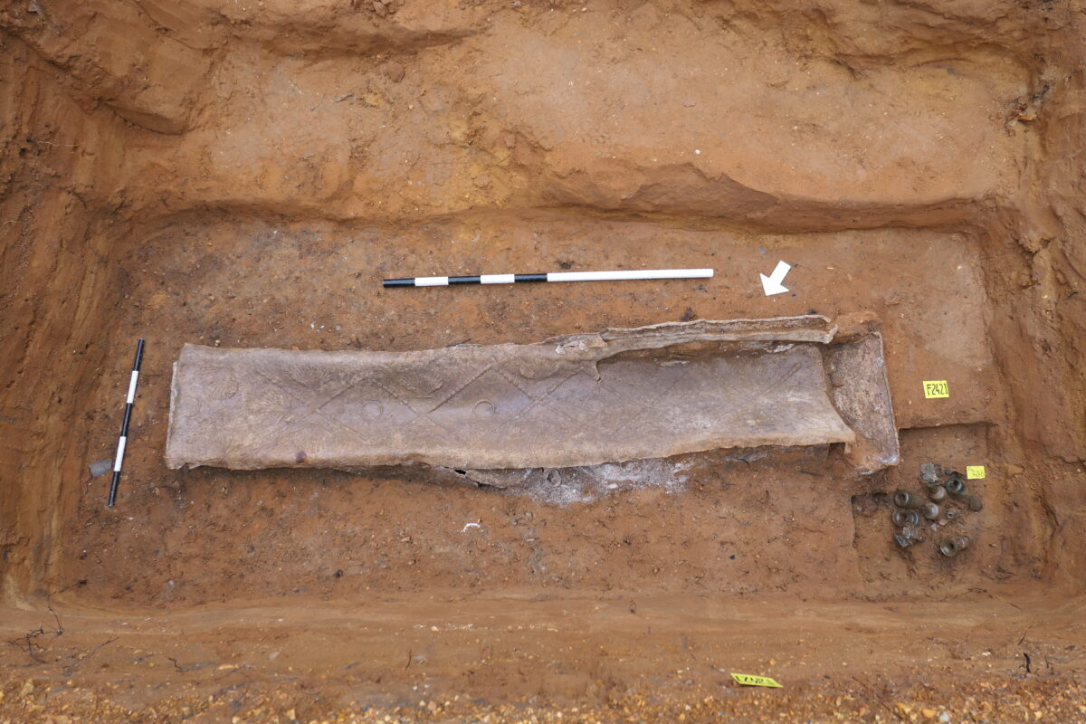 Image showing the lead coffin in the ground prior to the lid being lifted